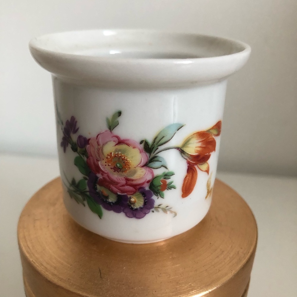 Vintage Floral Porcelain Egg Cup Vase